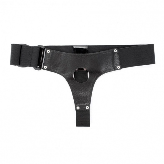 Чёрные лаковые трусики для страпона - БДСМ Арсенал - купить с доставкой в Нефтекамске
