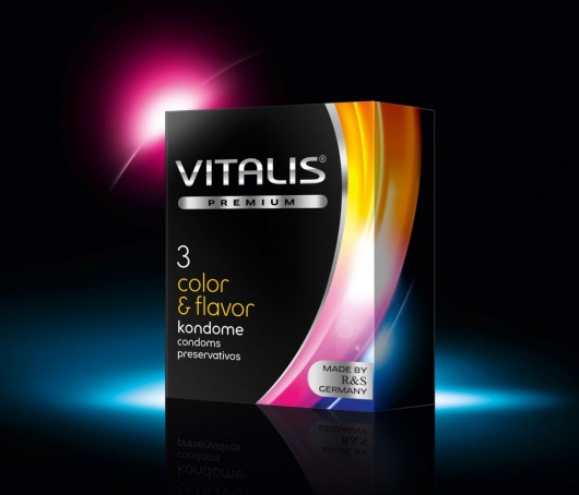 Цветные ароматизированные презервативы VITALIS PREMIUM color   flavor - 3 шт. - Vitalis - купить с доставкой в Нефтекамске