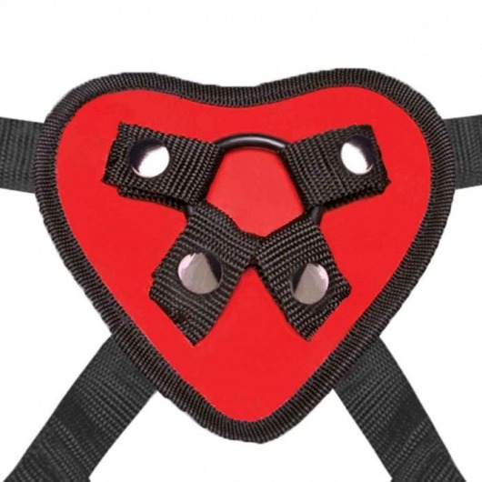 Красный поясной фаллоимитатор Red Heart Strap on Harness   5in Dildo Set - 12,25 см. - Lux Fetish - купить с доставкой в Нефтекамске