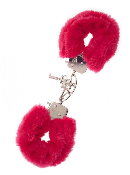 Металлические наручники с красной меховой опушкой METAL HANDCUFF WITH PLUSH RED - Dream Toys - купить с доставкой в Нефтекамске