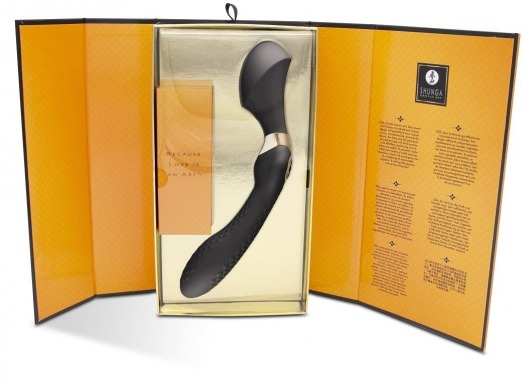 Черный двусторонний вибростимулятор ZOA - 26,5 см. - Shunga