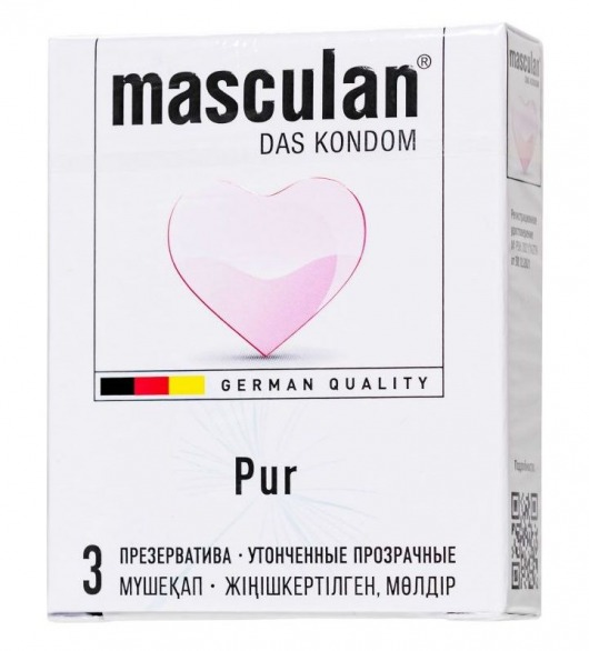 Супертонкие презервативы Masculan Pur - 3 шт. - Masculan - купить с доставкой в Нефтекамске