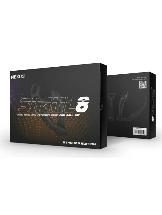 Черный вибромассажер простаты Nexus Simul8 Stroker Edition с кольцами для пениса и мошонки - Nexus Range - в Нефтекамске купить с доставкой