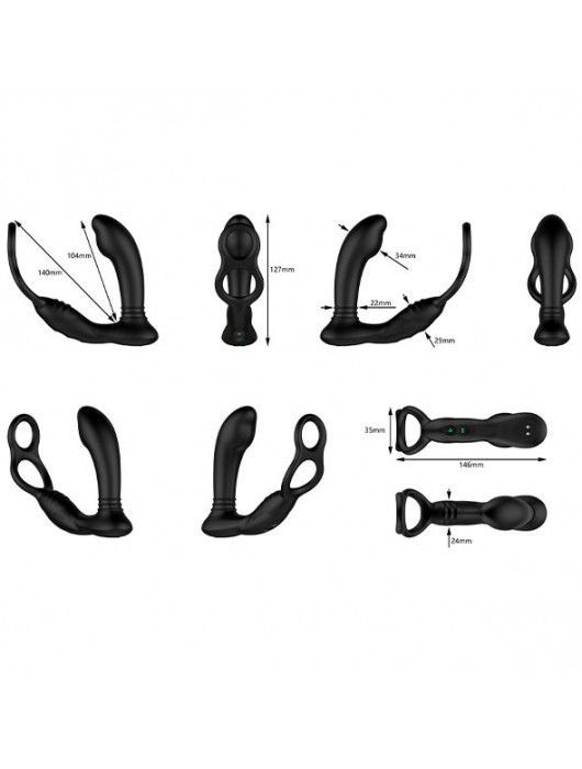 Черный вибромассажер простаты Nexus Simul8 Stroker Edition с кольцами для пениса и мошонки - Nexus Range - в Нефтекамске купить с доставкой