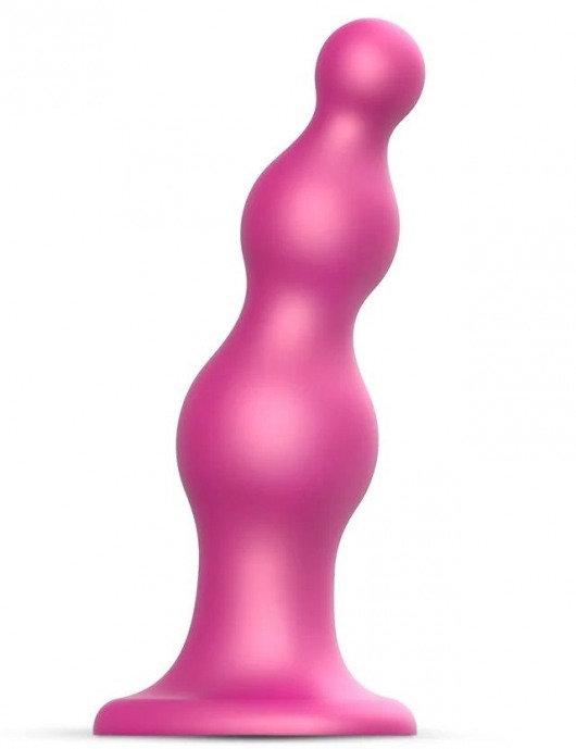 Розовая насадка Strap-On-Me Dildo Plug Beads size L - Strap-on-me - купить с доставкой в Нефтекамске