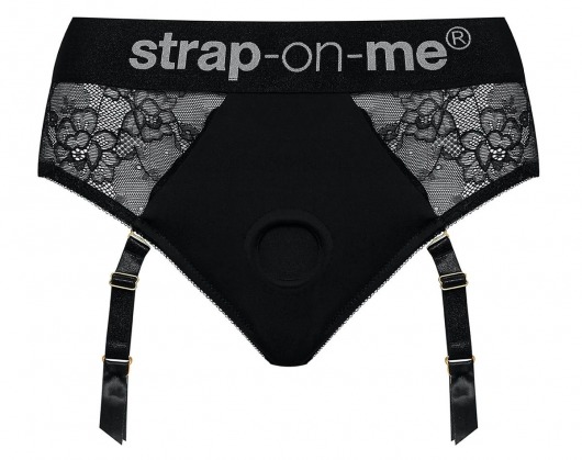 Черные трусики для насадок Diva Lingerie Harness - size M - Strap-on-me - купить с доставкой в Нефтекамске