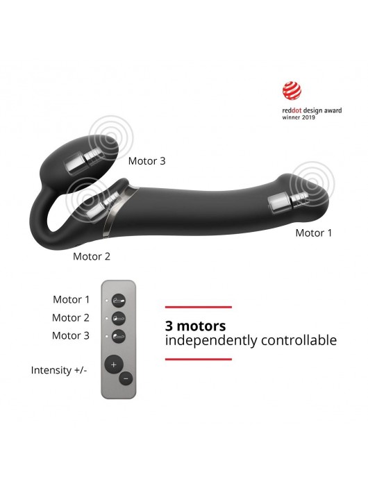 Черный безремневой вибрострапон Silicone Bendable Strap-On - size XL - Strap-on-me - купить с доставкой в Нефтекамске