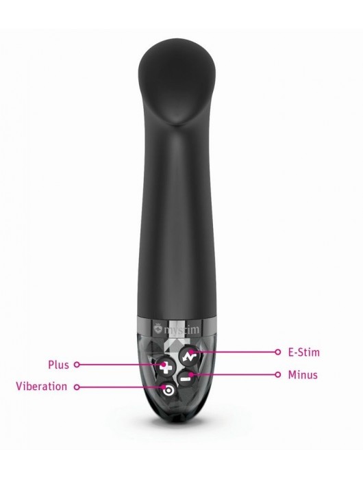 Черный вибратор с функцией электростимуляции Right on Ron - 17 см. - MyStim - купить с доставкой в Нефтекамске