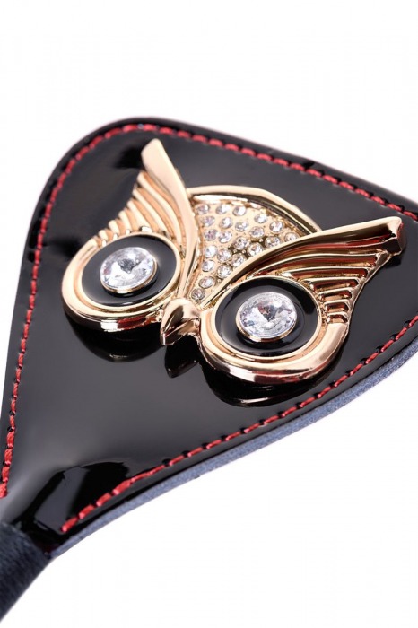 Чёрный стек с совой на кожаном наконечнике - 24 см. - ToyFa - купить с доставкой в Нефтекамске