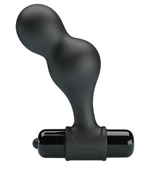 Черная анальная пробка с вибрацией Silicone Vibrating Anal Plug - 10 см. - Baile