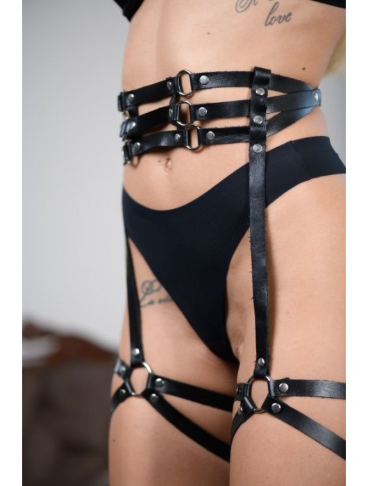 Кожаные гартеры на поясе Esteria - БДСМ Арсенал - купить с доставкой в Нефтекамске