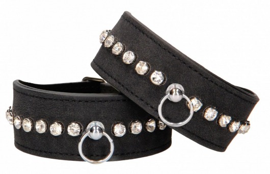 Черные поножи Diamond Studded Ankle Cuffs - Shots Media BV - купить с доставкой в Нефтекамске