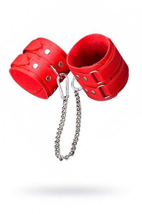 Кожаные красные оковы с цепочкой - Sitabella - купить с доставкой в Нефтекамске