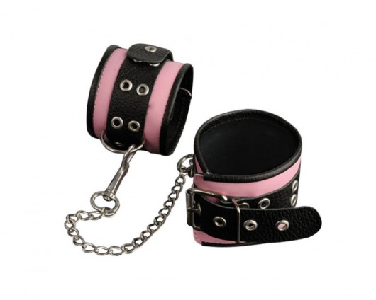 Кожаные розовые оковы с черным широким ремешком - Sitabella - купить с доставкой в Нефтекамске