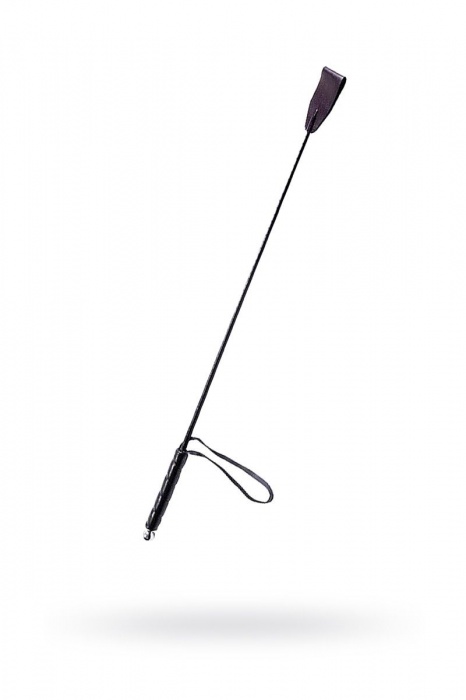 Чёрный стек с кожаной ручкой - 58 см. - Sitabella - купить с доставкой в Нефтекамске