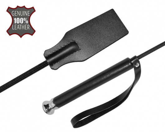 Чёрный стек с кожаной ручкой - 58 см. - Sitabella - купить с доставкой в Нефтекамске