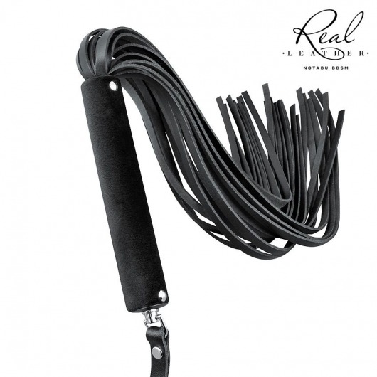 Черная кожаная плеть-флоггер - 84 см. - Notabu - купить с доставкой в Нефтекамске