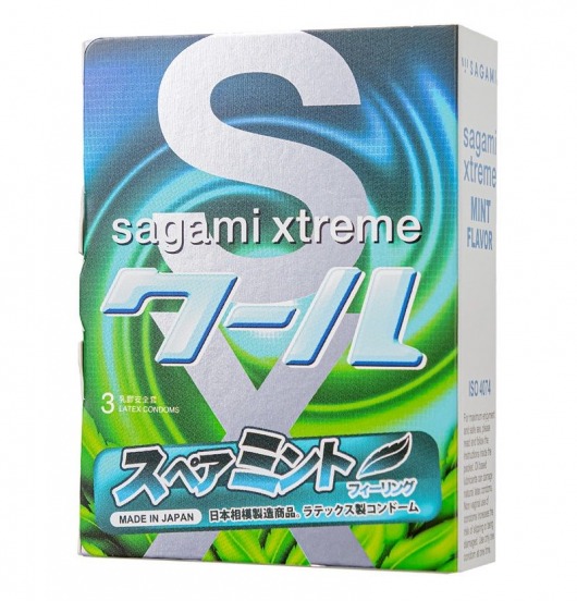 Презервативы Sagami Xtreme Mint с ароматом мяты - 3 шт. - Sagami - купить с доставкой в Нефтекамске