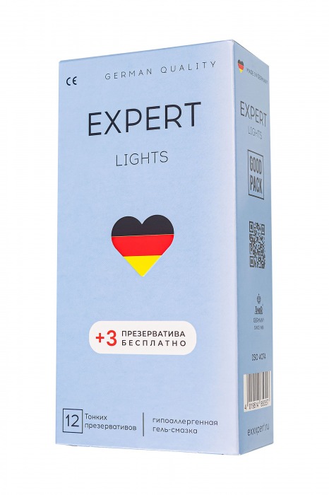 Ультратонкие презервативы EXPERT Lights - 12 шт.(+3 в подарок) - Expert - купить с доставкой в Нефтекамске