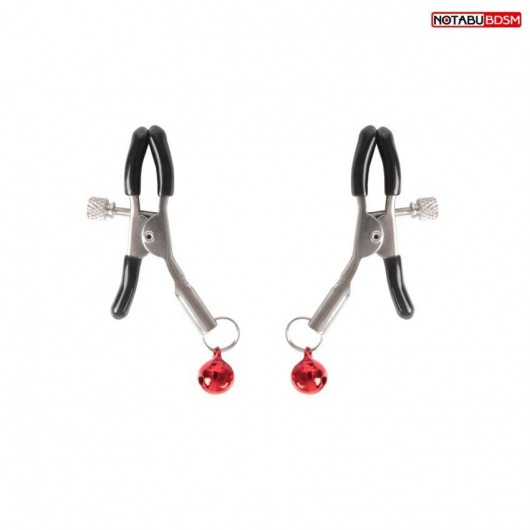 Серебристые зажимы на соски с шариками - Notabu - купить с доставкой в Нефтекамске