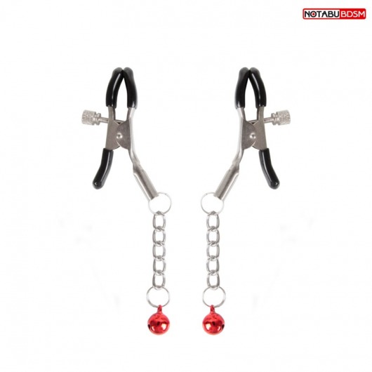 Серебристые зажимы на соски с шариками на цепочках - Notabu - купить с доставкой в Нефтекамске