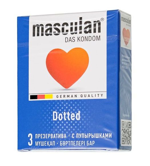 Презервативы с пупырышками Masculan Dotted - 3 шт. - Masculan - купить с доставкой в Нефтекамске