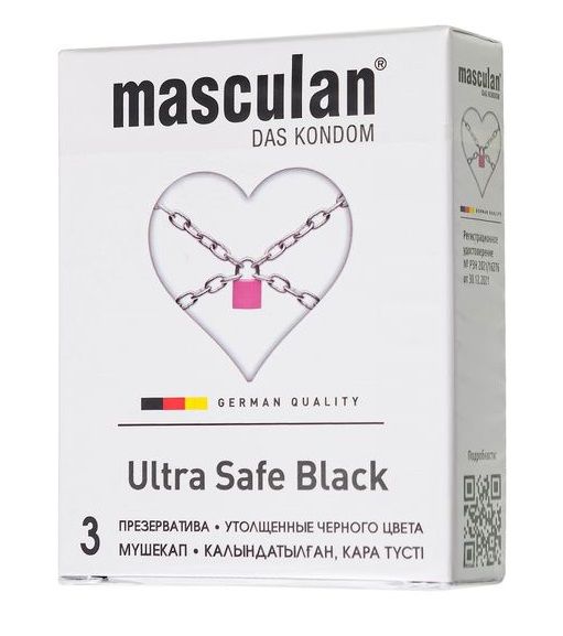 Ультрапрочные презервативы Masculan Ultra Safe Black - 3 шт. - Masculan - купить с доставкой в Нефтекамске