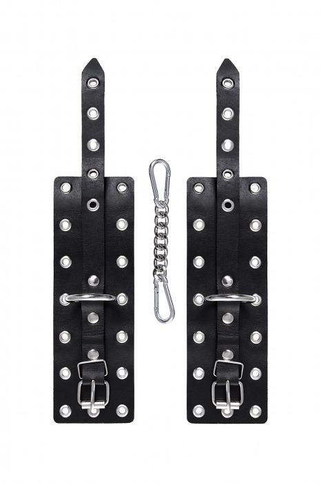 Черные кожаные однослойные наручники с люверсами - Pecado - купить с доставкой в Нефтекамске