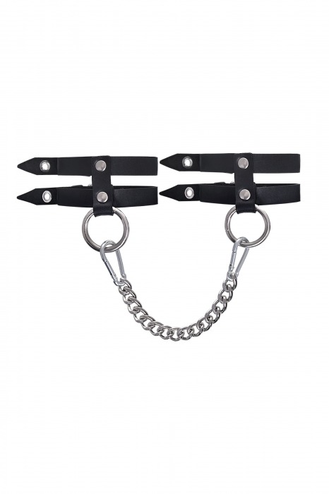 Черные однослойные кожаные оковы из двух ремешков - Pecado - купить с доставкой в Нефтекамске