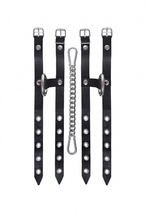 Черные однослойные кожаные оковы из двух ремешков - Pecado - купить с доставкой в Нефтекамске