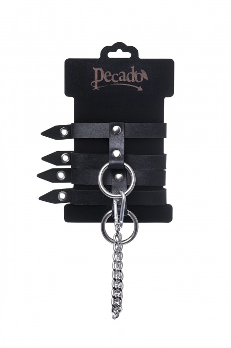 Черные однослойные кожаные оковы из двух ремешков - Pecado - купить с доставкой в Нефтекамске