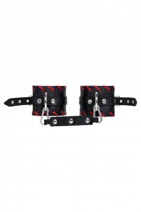 Черно-красные оковы из натуральной кожи - Pecado - купить с доставкой в Нефтекамске