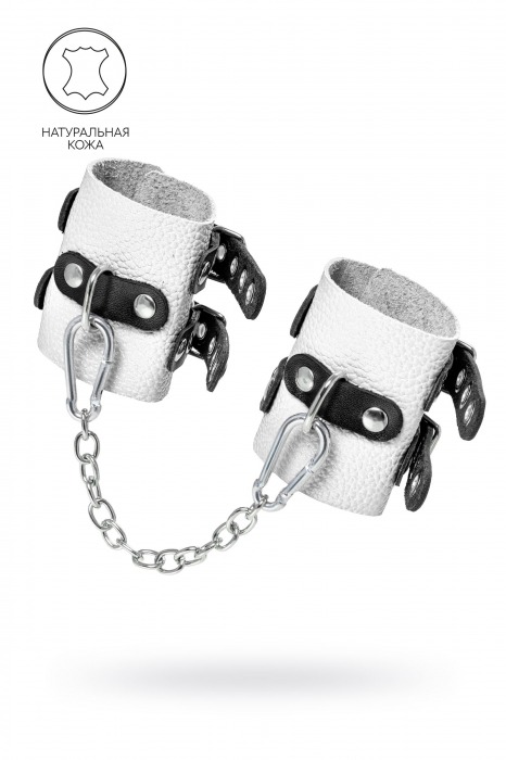 Бело-черные наручники с двумя ремешками и люверсами - Pecado - купить с доставкой в Нефтекамске