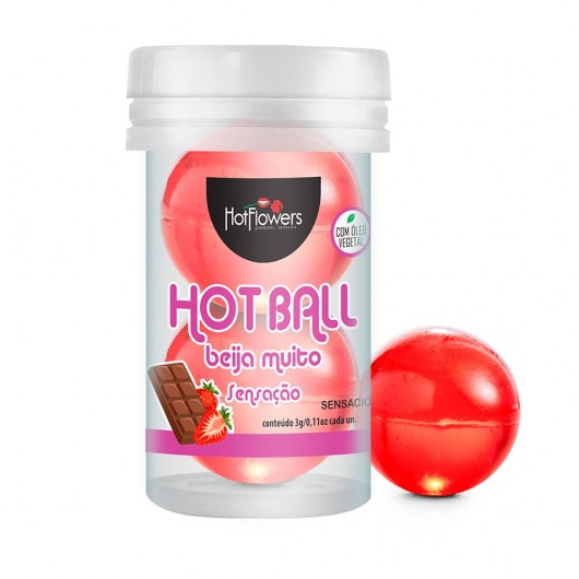 Лубрикант на масляной основе Hot Ball Beija Muito с ароматом шоколада и клубники (2 шарика по 3 гр.) - HotFlowers - купить с доставкой в Нефтекамске