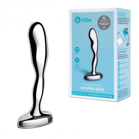 Стальной стимулятор простаты Stainless Steel Prostate Plug - 11,5 см. - b-Vibe - в Нефтекамске купить с доставкой