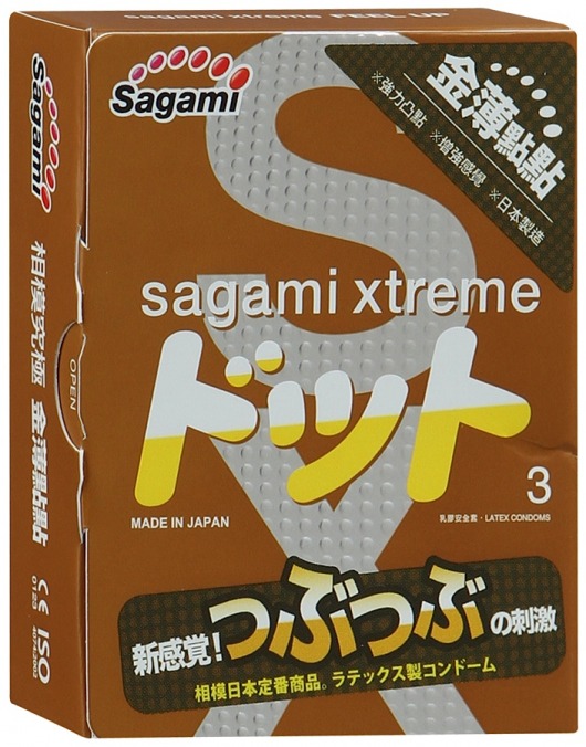 Презервативы Sagami Xtreme FEEL UP с точечной текстурой и линиями прилегания - 3 шт. - Sagami - купить с доставкой в Нефтекамске