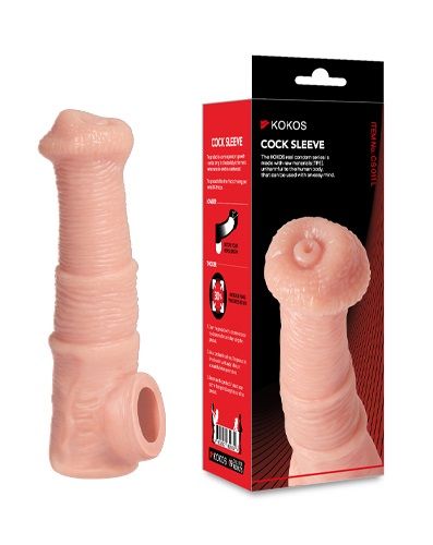 Телесная фантазийная насадка на член Cock Sleeve Size M - KOKOS - в Нефтекамске купить с доставкой