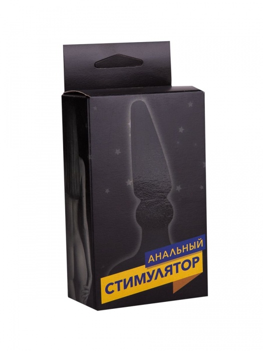 Изогнутая черная анальная пробка №1 в черной коробке - 10 см. - Джага-Джага