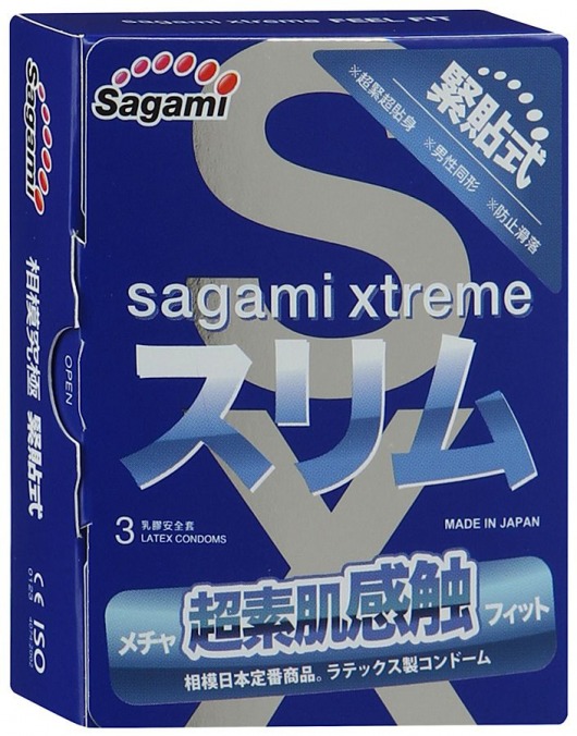 Розовые презервативы Sagami Xtreme FEEL FIT 3D - 3 шт. - Sagami - купить с доставкой в Нефтекамске