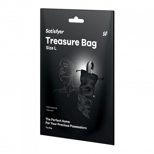 Черный мешочек для хранения игрушек Treasure Bag L - Satisfyer - купить с доставкой в Нефтекамске