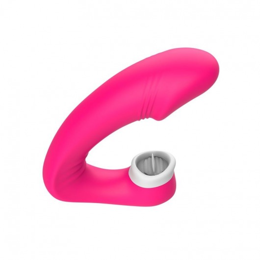 Розовый вибромассажёр с клиторальной стимуляцией - I-MOON