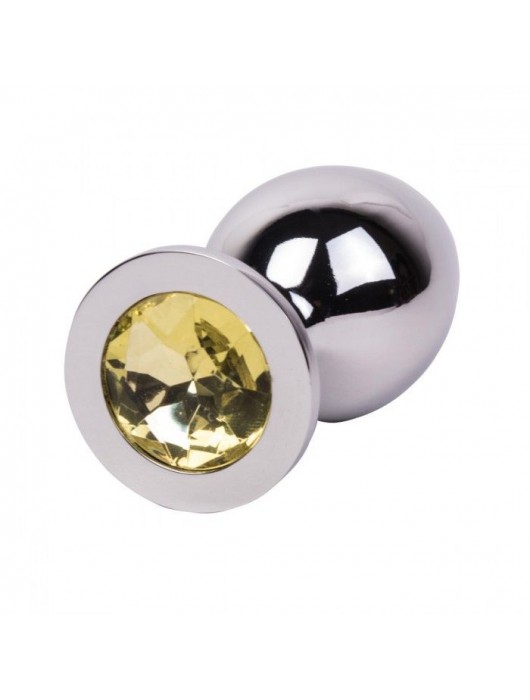 Большой стальной плаг с желтым кристаллом Sweet Lemon - 9,5 см. - Erotic Fantasy - купить с доставкой в Нефтекамске