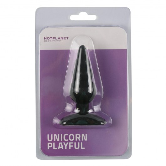 Черная анальная пробка Unicorn Playful - 10 см. - HOT planet