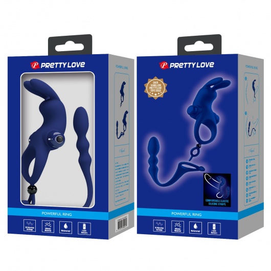 Синее эрекционное виброкольцо со съемным анальным хвостом - Baile - в Нефтекамске купить с доставкой