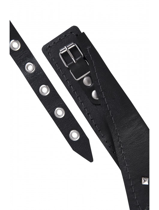 Черный кожаный ошейник-воротник с поводком - Pecado - купить с доставкой в Нефтекамске