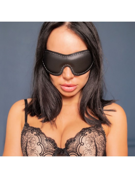 Черная мягкая закрытая маска из натуральной кожи - Crazy Handmade - купить с доставкой в Нефтекамске