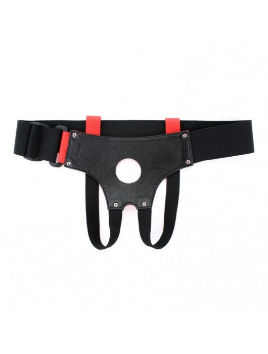 Красные кожаные трусики для страпона - БДСМ Арсенал - купить с доставкой в Нефтекамске