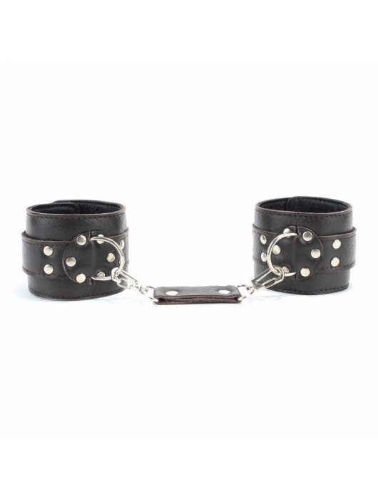 Коричневые оковы из мягкой кожи на металлической цепочке - БДСМ Арсенал - купить с доставкой в Нефтекамске