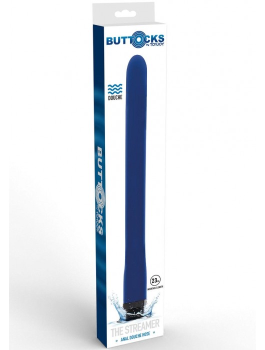 Синяя анальная насадка для душа Buttocks The Streamer Anal Douche - 24,5 см. - Toy Joy - купить с доставкой в Нефтекамске