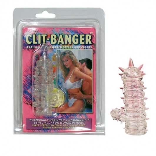 Прозрачная насадка с шипами и клиторальной шишечкой CLIT-BANGER SLEEVE IN CLEAR - Tonga - в Нефтекамске купить с доставкой